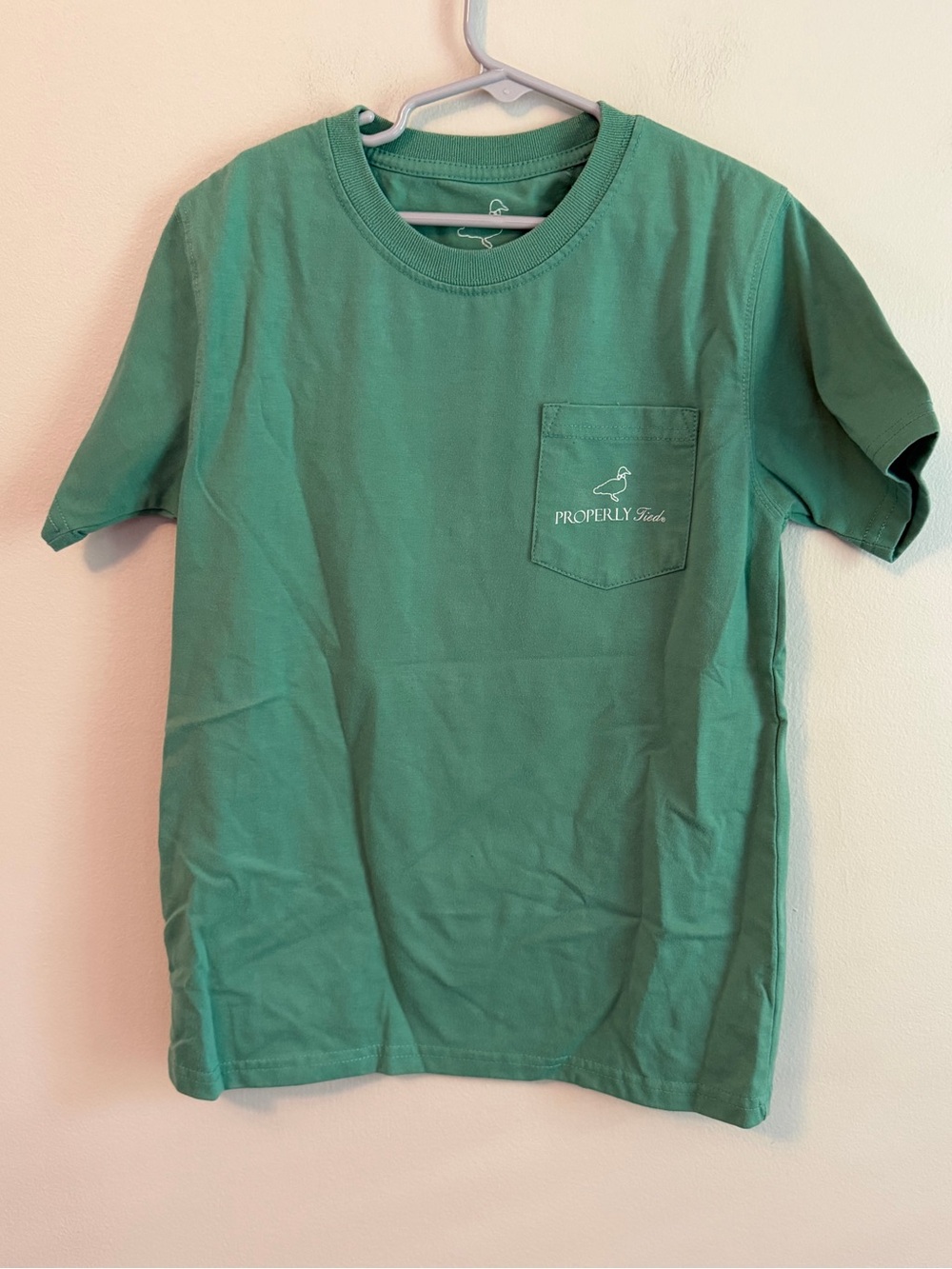 Properly Tied Green Pocket Tee with Crawfish Boil